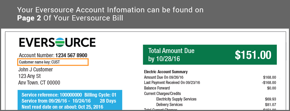 Eversource Bill Name Key Location