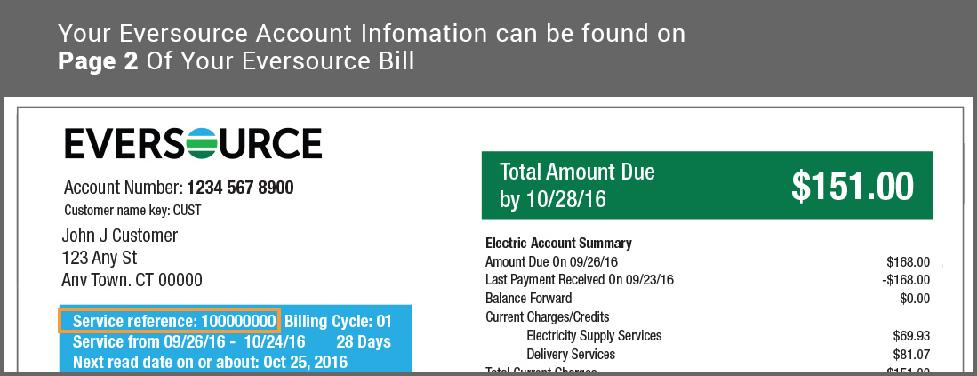 Eversource Bill Service Reference Number Location